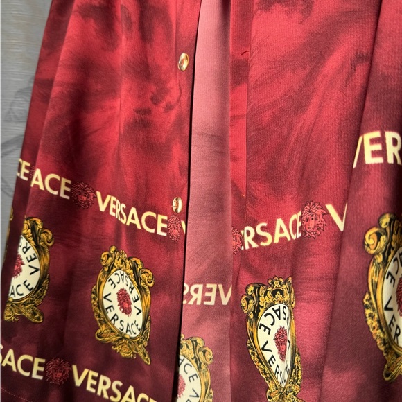 Versace Men's Silk Red and Orange Shirt - Picture 6 of 6